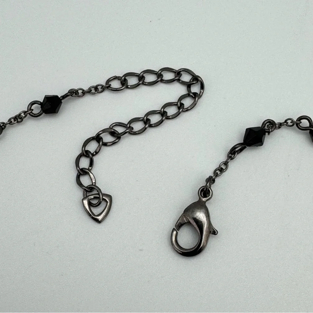 Gothic Style Black Crystal Beaded Y Necklace with Multi-Drop Tassel